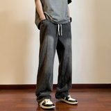 复古高街美式百搭阔腿宽松直筒牛仔裤4BK420-P50控78，男装牛仔裤，星座515