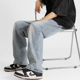 复古高街美式百搭阔腿宽松直筒牛仔裤8BK420-P50控78，男装牛仔裤，星座515