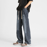 复古高街美式百搭阔腿宽松直筒牛仔裤8BK420-P50控78，男装牛仔裤，星座515