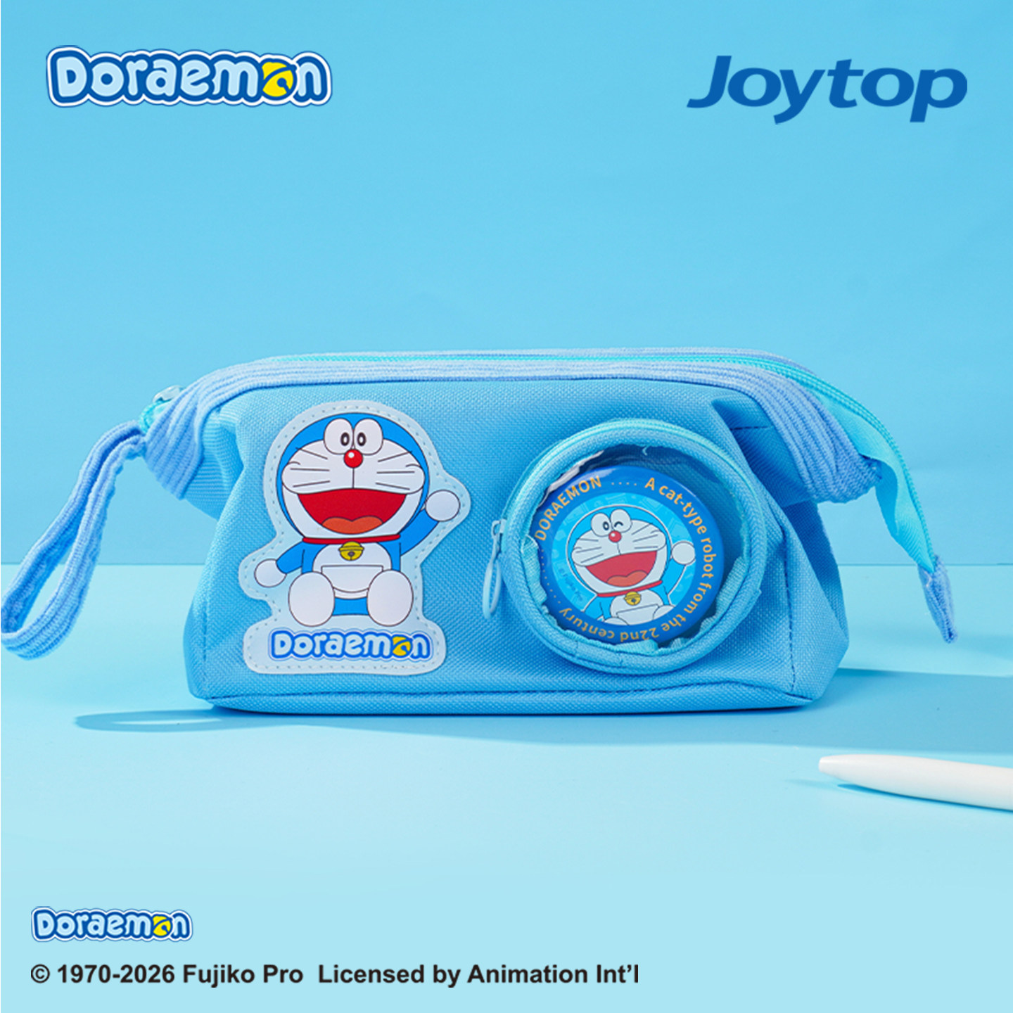 Joytop悦木哆啦A梦笔袋 正版圆形开窗卡通大容量文具收纳袋二