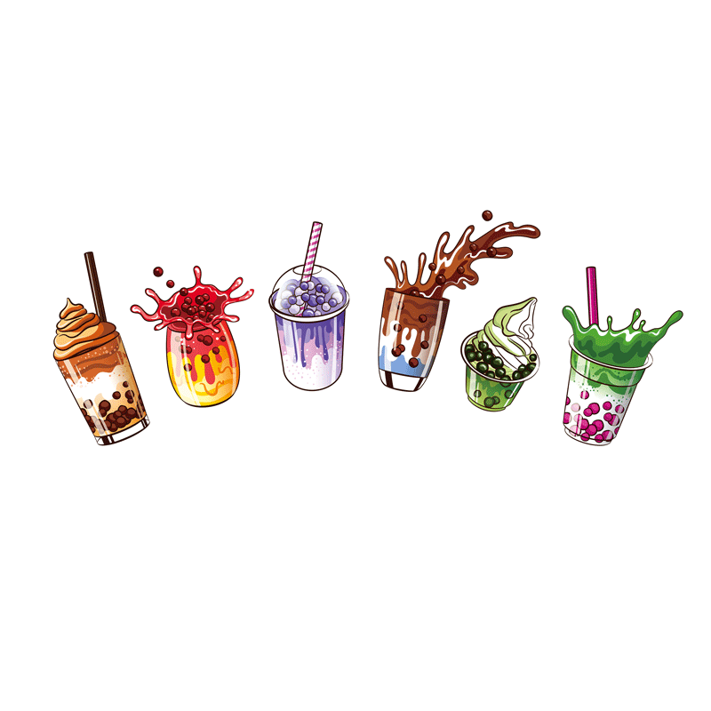 奶茶店玻璃贴纸装饰清吧甜饮品店铺橱窗设计图案创意定制静电贴画
