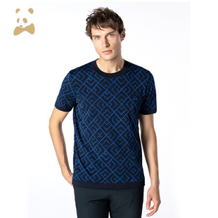 T恤 短袖 CANUDILO 卡奴迪路撞色嵌花工艺循衢竹编薄款