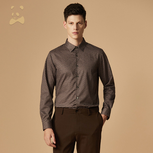卡奴迪路男新品 修身 时尚 长袖 衬衣 休闲衬衫 CANUDILO
