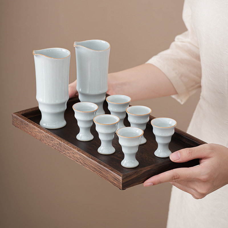 仿古温酒壶黄白酒杯套装家用烈酒杯酒具套装陶瓷酒壶汝窑酒杯套件
