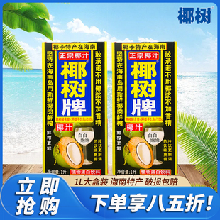 2盒大瓶正宗旗艦店1升椰奶 椰樹牌椰汁椰子汁海南特產(chǎn)1L 包郵