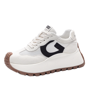 华夫德训鞋女网鞋网面透气2025夏季新款厚底增高运动休闲老爹鞋子