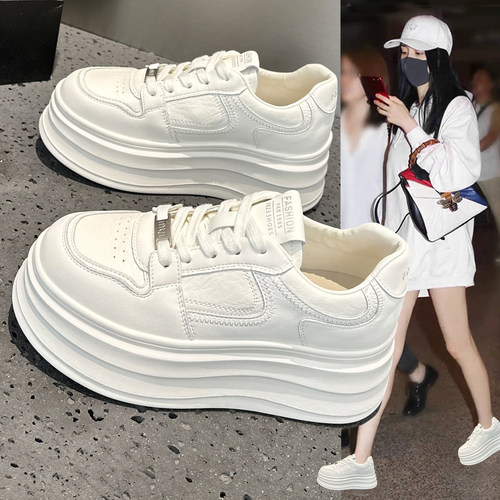 超火小白鞋女厚底增高轻便休闲鞋