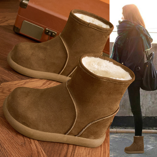 内增高雪地靴女小个子2025冬季新款加绒加厚10cm保暖大棉真皮短靴