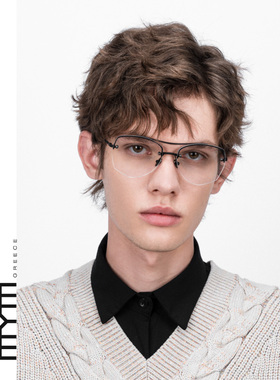 MYTH时尚超轻钛金半框眼镜可配度数大脸显瘦多边金丝眼镜MO2003