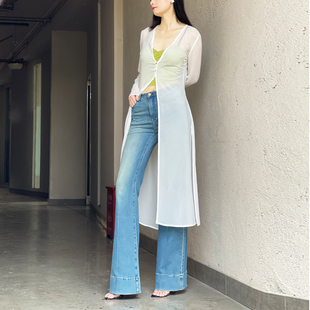 DAHUI极简风轻薄乔其纱防晒长开衫夏季雪纺透视长袖百搭气质衬衣