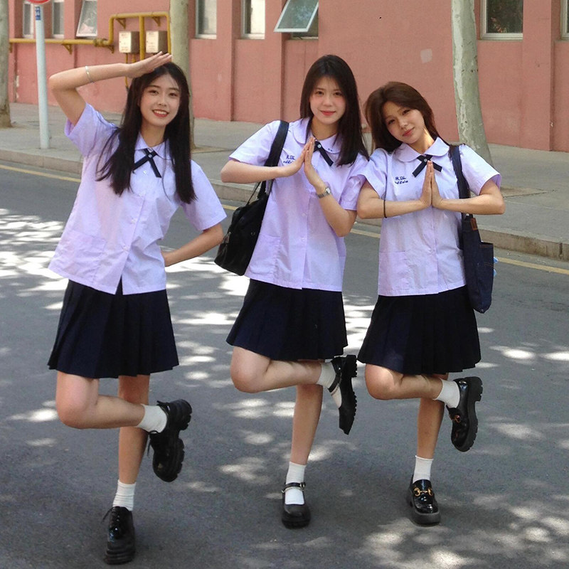 泰国泰式校服jk制服衬衫套装男女高初中日系运动会毕业班服学院风
