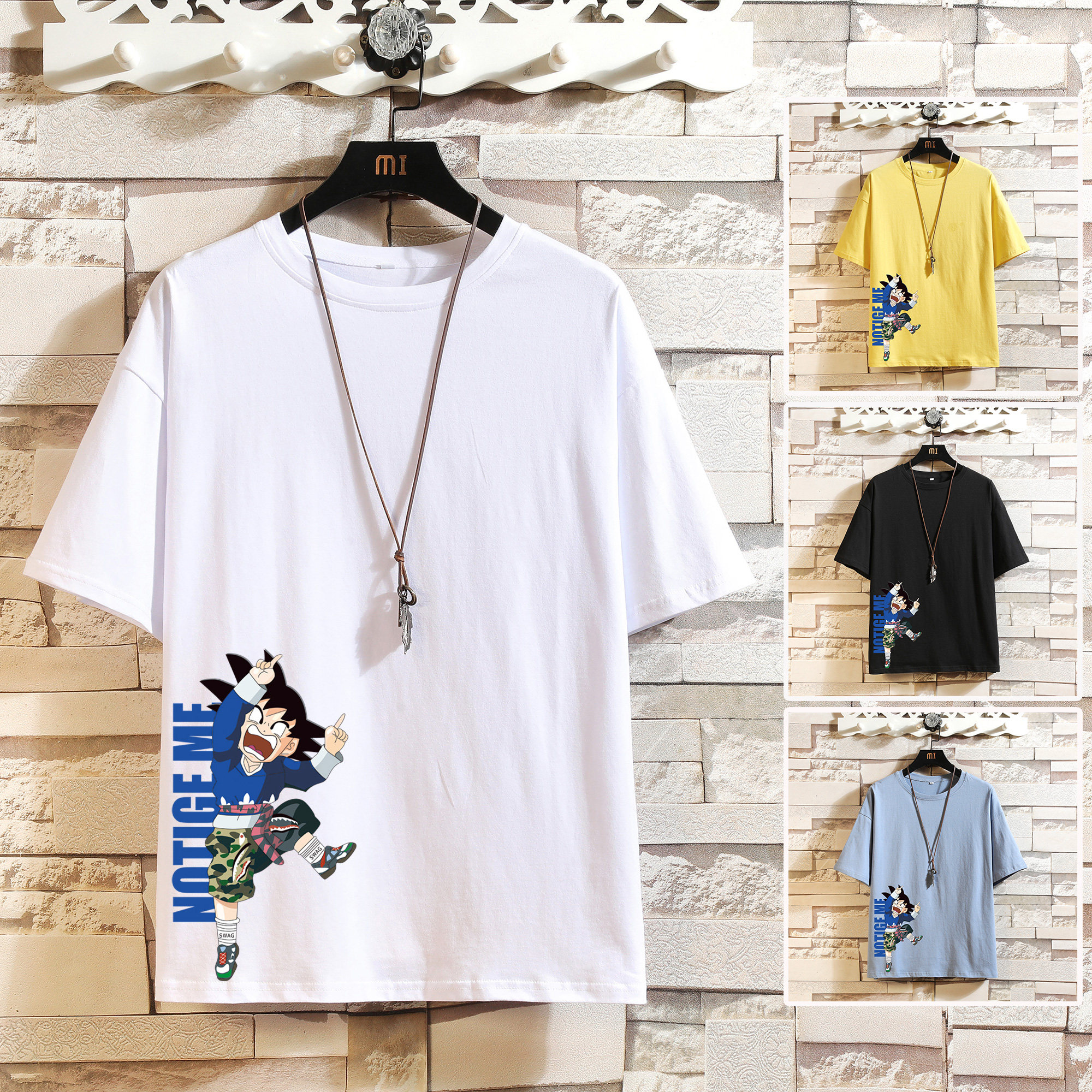 @2021 short sleeve T-shirt round neck cartoon fun trend casual half sleeve T-shirt