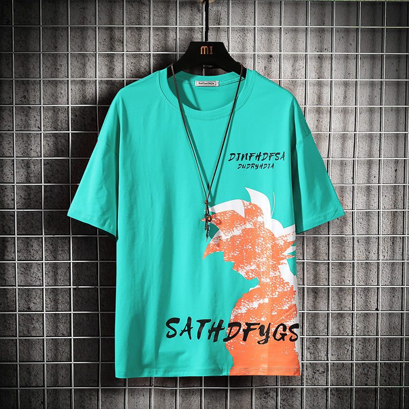 @Short sleeve t-shirt men's summer new ins Korean fashion loose half sleeve top Hong Kong style student