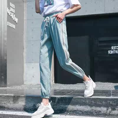 初中生长裤运动裤女宽松竖条纹冰丝棉适合大腿根粗的裤子女气质|ruв категории Женская одежда, брюки, брюки - от Buy2taobao.com для оказания профессиональной услуги покупки агента Taobao