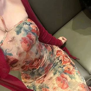 罩衫 夏日穿搭一整套裝 女2025新款 度假風(fēng)碎花吊帶裙長袖 絕美兩件套