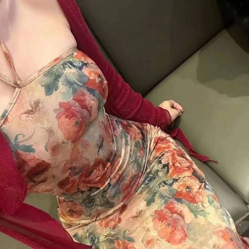 高级连衣裙网纱开衫套装