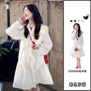 温柔系法式超仙连衣裙女初秋新款收腰遮跨显瘦娃娃领绝美茶歇裙