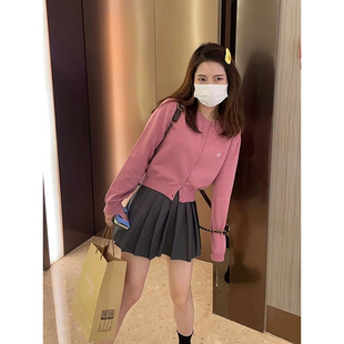 短款 miu里miu系长袖 修身 毛衣女春秋新款 小个子超好看外穿上衣 开衫