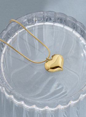 高领毛衣项链立体爱心心形精致时尚韩系链子项链配饰韩国百搭可爱