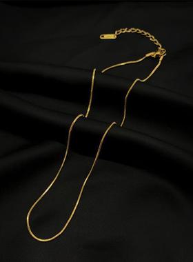 欧美不锈钢圆蛇骨项链女真空电镀炉内18k锁骨链新款现货