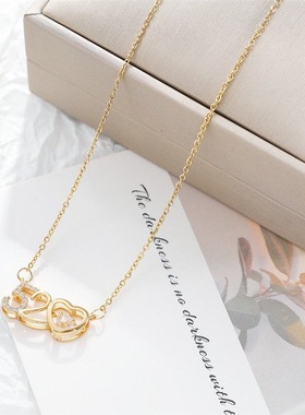 七夕情人节520礼物钛钢项链女我爱你送女友表白灵动个性锁骨链女