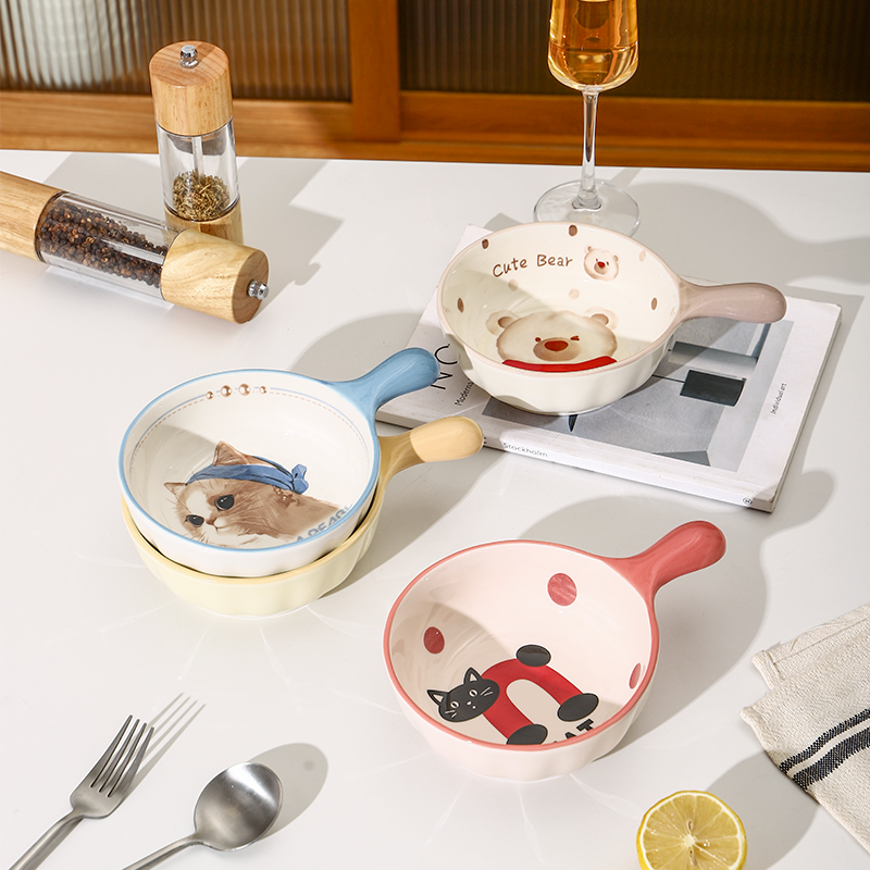 手柄碗陶瓷家用碗具餐具带手柄泡面碗酸奶水果沙拉燕麦片早餐碗,餐饮具,碗,淘宝优惠券,粉丝福利购,淘宝优惠卷