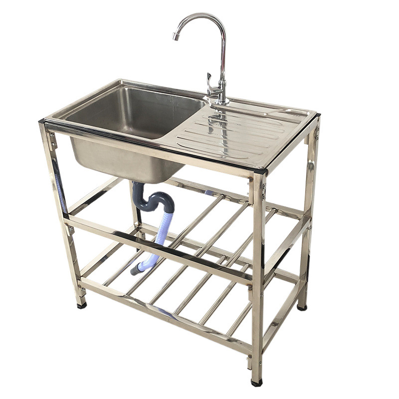 不锈钢水带支架平台洗碗池单落地架子作台面厨房洗菜盆供