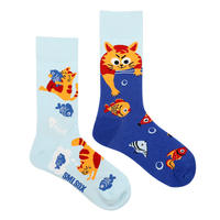 SSWEATSHOP AB Cartoon asymmetrical creative couple Street style contrasting color mandarin duck Instagram mid-tube trendy sock girls thumbnail 5