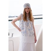 衬衫 Miorastudio航海系列浅蓝色可调节系带背心 花卉印花度假无袖