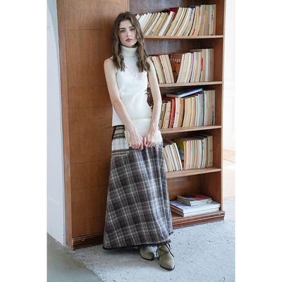 miorastudio法式复古格子半身裙