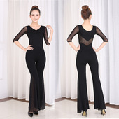 舞蹈服形体服导师芭蕾练功服弹力网纱胸女成人连体服体操服舍宾