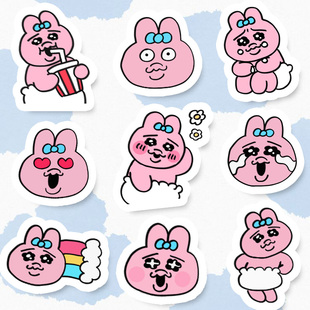 日本粉红兔子opanchu内裤兔胖次兔酸奶妖精手账手机周边防水贴纸