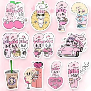 韩国ins风艾丝乐小兔EstherBunny粉红兔子手机壳手帐装饰防水贴纸