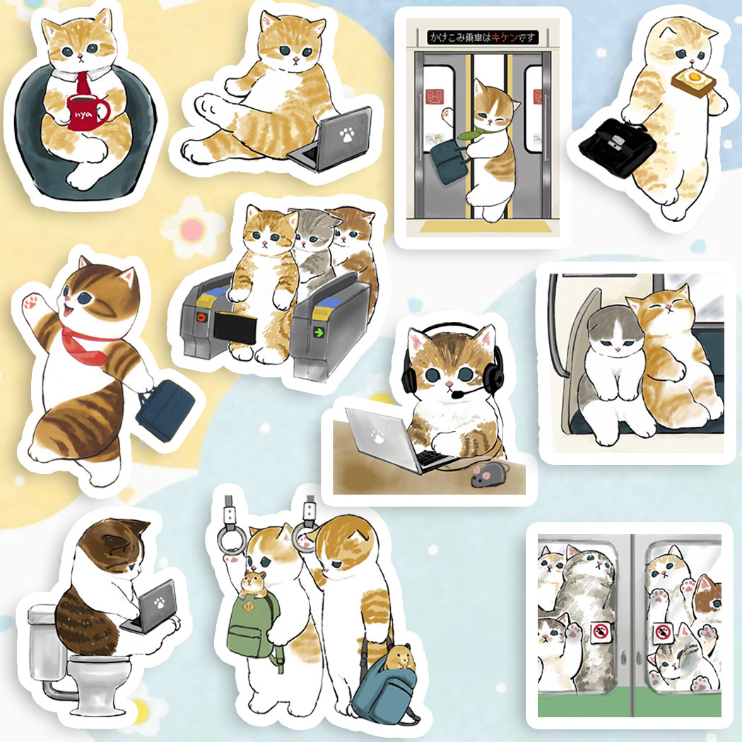 可爱鲨鱼猫咪mofusand社畜离职打工人防水手机手帐水杯行李箱贴纸,文具电教/文化用品/商务用品,贴纸/立体贴纸,淘宝优惠券,粉丝福利购,淘宝优惠卷