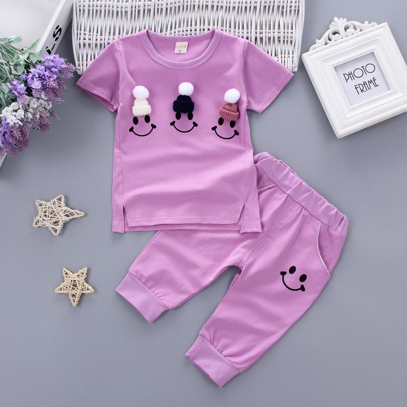 全棉童装女童套装夏季女孩衣服短袖女宝宝夏装春一岁半两周岁多三