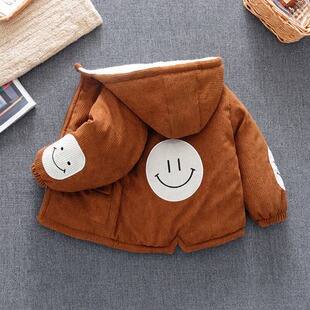 2025新款男童棉衣服加绒外套灯芯绒男宝宝冬装秋季2一3岁4五6岁七