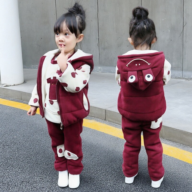 女童秋冬套装2025新款冬装2儿童3加绒4岁卫衣女孩加厚运动三件套5