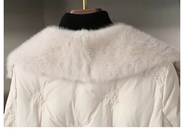 2023冬季新款大方水貂毛鹅绒羽绒服女中长款大衣时尚修身皮草外套