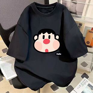 美式休闲短袖t恤男款2026新款印花夏季宽松痞帅青少年五分袖上衣