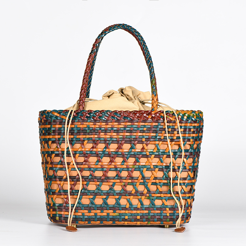 23秋冬新款编织包真皮镂空菜篮子包女士手提包ins网红热卖