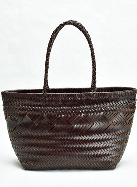 agon diffusion法式编织菜篮子包真皮手工女士手提包网红