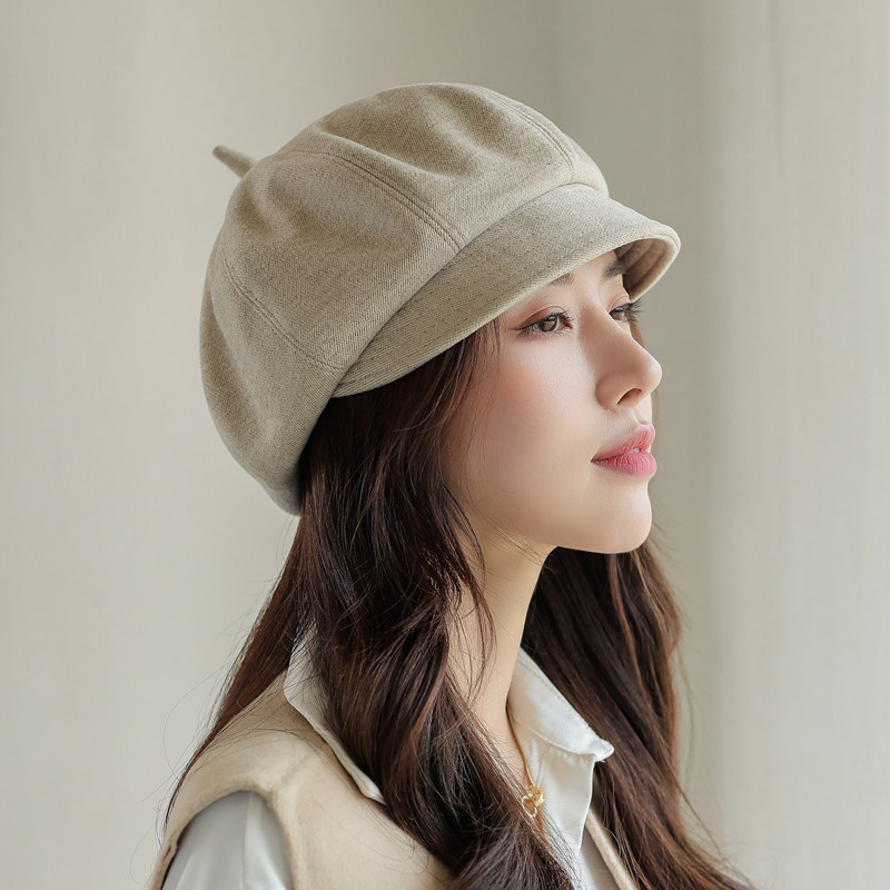 日系贝雷帽女春秋韩版日系百搭圆脸适合鸭舌帽子ins网红八角帽潮