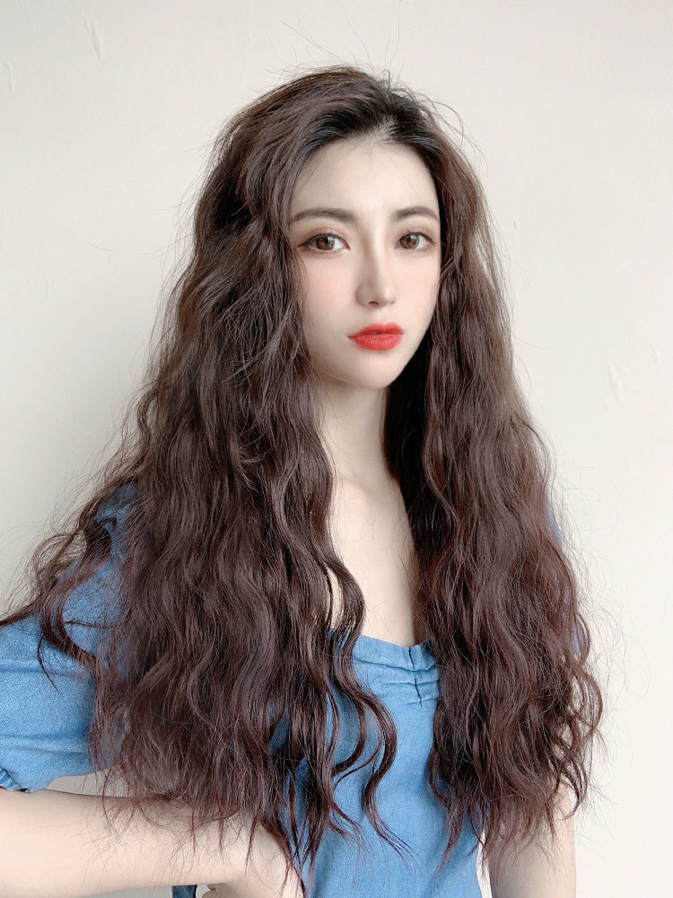 日系假发女u型长卷发网红泡面羊毛卷大波浪长发自然无痕全头假发