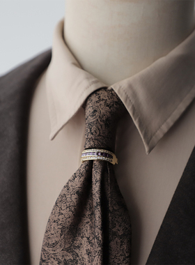 礼盒装 复古港风正装商务职业领带男士咖啡绿色花灰色8CM青年款