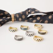 简约镶钻复古领带装 饰圈D字锆石水晶环领带夹小众设计感男士 饰品