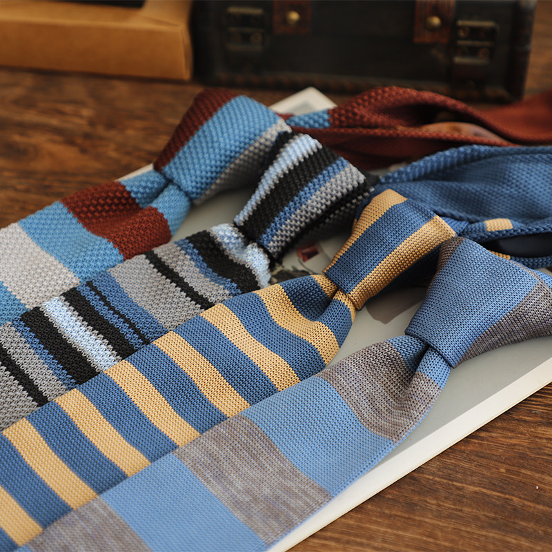 淡蓝系 简约复古条纹针织领带6CM毛线手打款休闲风老钱风个性学院,服饰配件/皮带/帽子/围巾,领带,淘宝优惠券,粉丝福利购,淘宝优惠卷