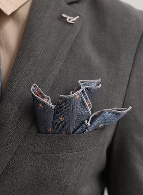 单独使用显酷帅 复古韩版酒红灰色小点西装口袋巾 装饰小方巾百搭