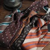 咖啡集 美拉德系列条纹波点咖啡商务职业正装 领带男宴会酒会面试