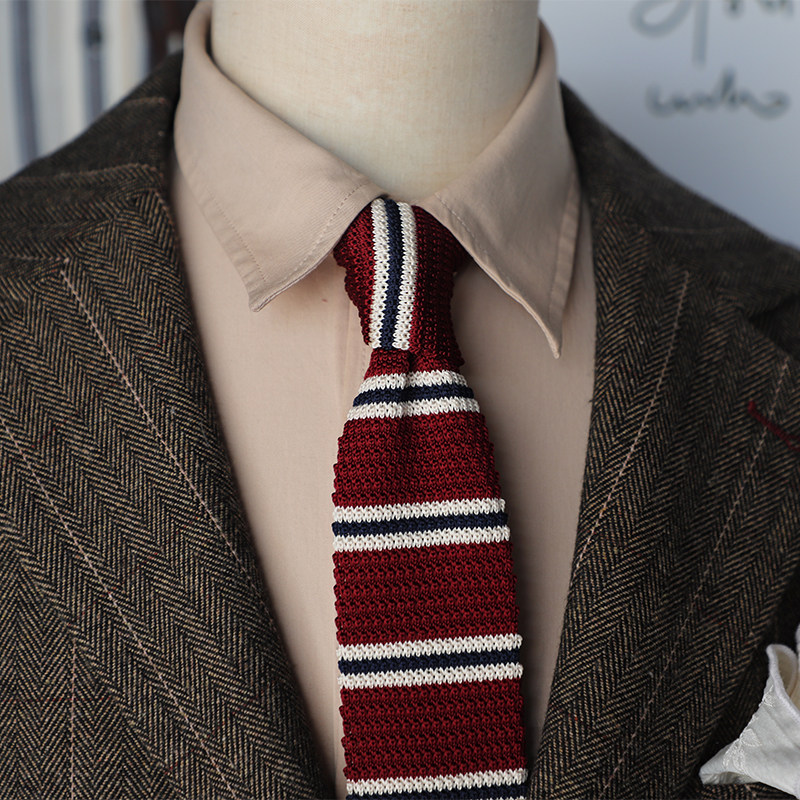 礼盒装 复古条纹针织领带法式雅痞绅士风个性毛线窄款6CM手打款,服饰配件/皮带/帽子/围巾,领带,淘宝优惠券,粉丝福利购,淘宝优惠卷