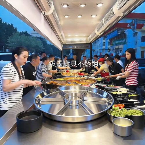 小龙虾宴圆形不锈钢分格盘